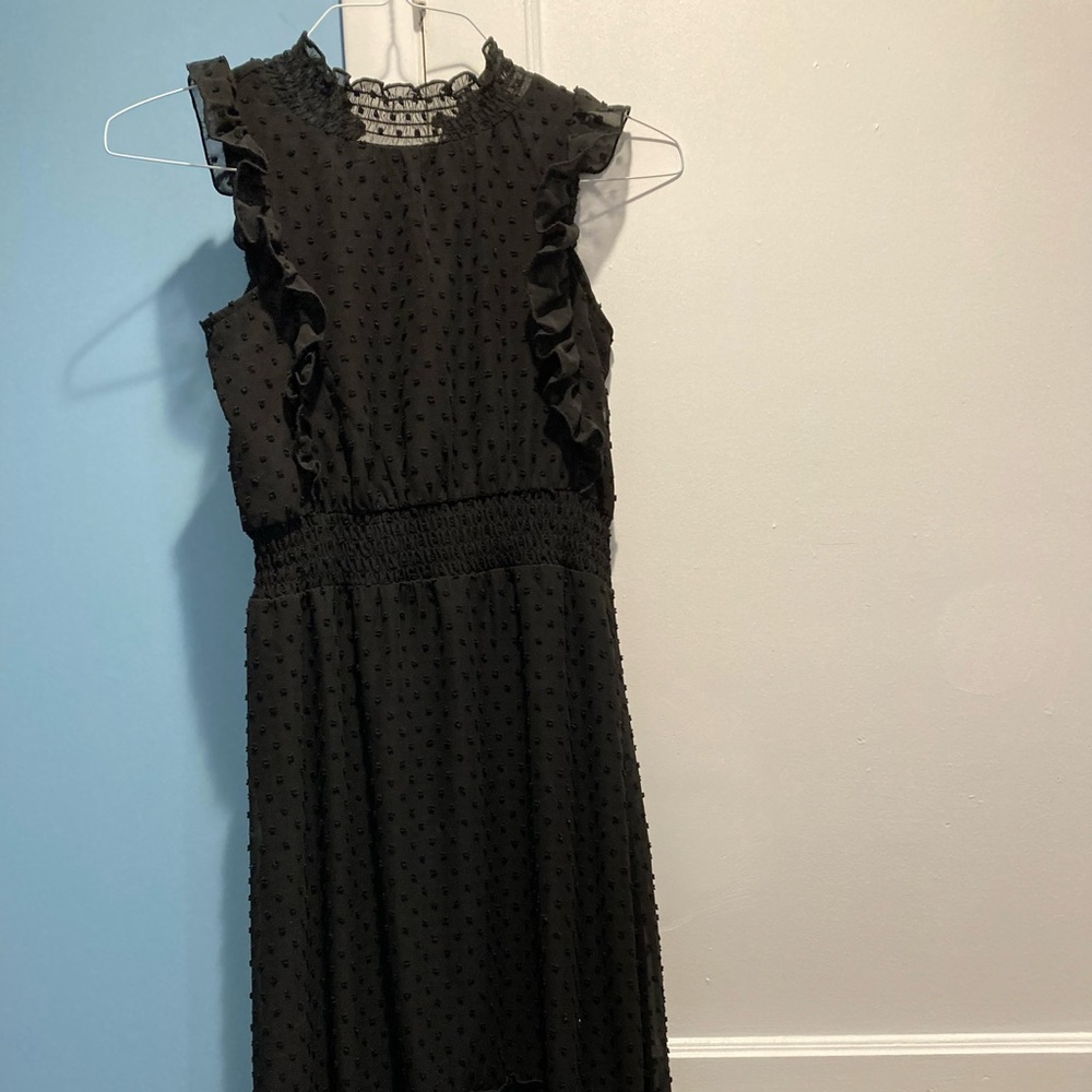 🦋 Fun & Flowy! Ava and Yelly Black Handkerchief Hem Dress - Size 12 🖤